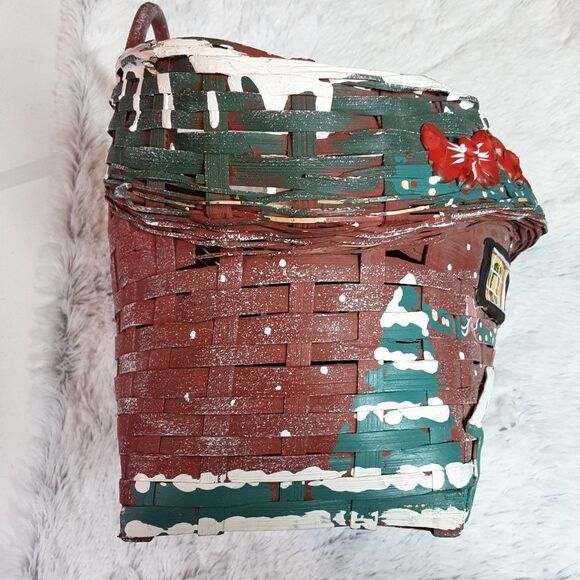 Vintage (1970's) Handcrafted Rare Christmas Basket 11" x 12" plu… - Picture 6 of 16